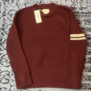 NWT Label Men's Maroon Sweater with Cream Accents SIZE SMALL